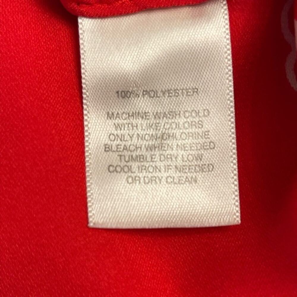 WHBM Red Embroidered Silky Peplum Blouse Size 8 - Picture 8 of 8